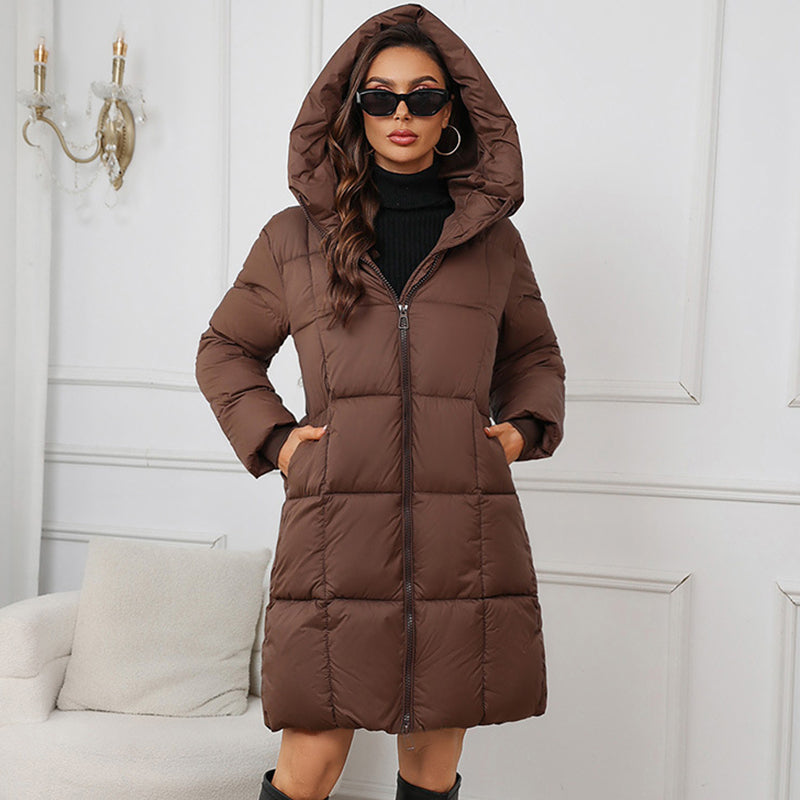 Warmer und kuscheliger, winddichter langer Wintermantel für Damen
