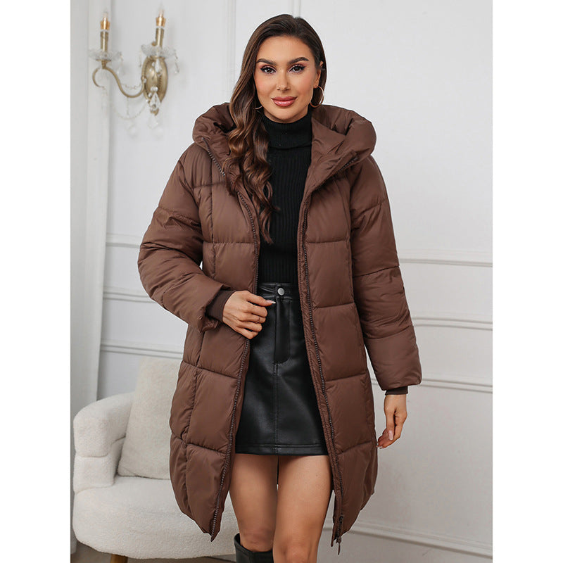 Warmer und kuscheliger, winddichter langer Wintermantel für Damen