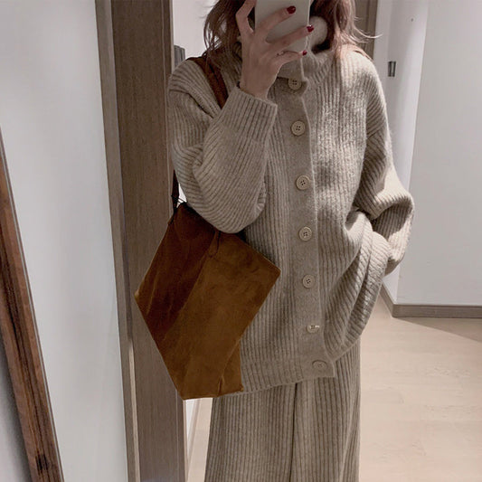 Loungewear-Set mit Stehkragen und lockerer Passform für Damen