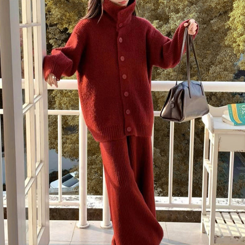 Loungewear-Set mit Stehkragen und lockerer Passform für Damen