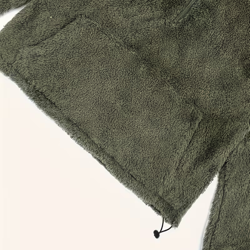Damen-Sweatshirt mit halbem Reißverschluss und Stehkragen, flauschig