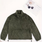 Damen-Sweatshirt mit halbem Reißverschluss und Stehkragen, flauschig