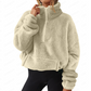 Damen-Sweatshirt mit halbem Reißverschluss und Stehkragen, flauschig