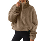 Damen-Sweatshirt mit halbem Reißverschluss und Stehkragen, flauschig