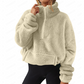 Damen-Sweatshirt mit halbem Reißverschluss und Stehkragen, flauschig
