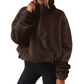 Damen-Sweatshirt mit halbem Reißverschluss und Stehkragen, flauschig