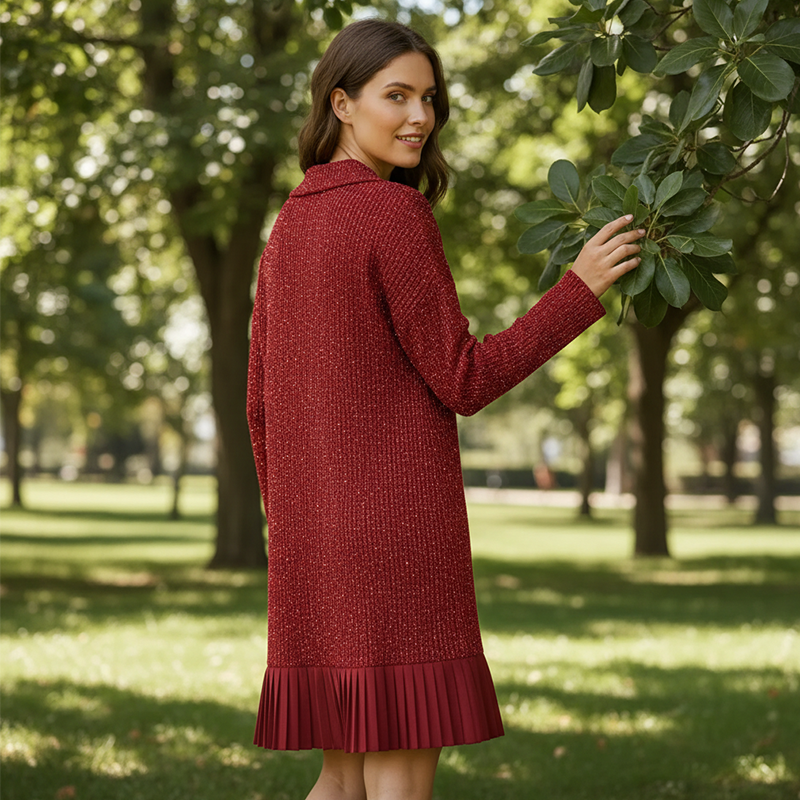 Kurz-A-Linien-Kleid mit funkelndem Revers für Damen