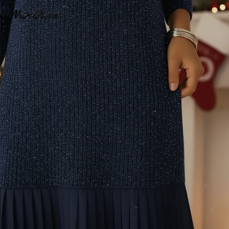 Kurz-A-Linien-Kleid mit funkelndem Revers für Damen