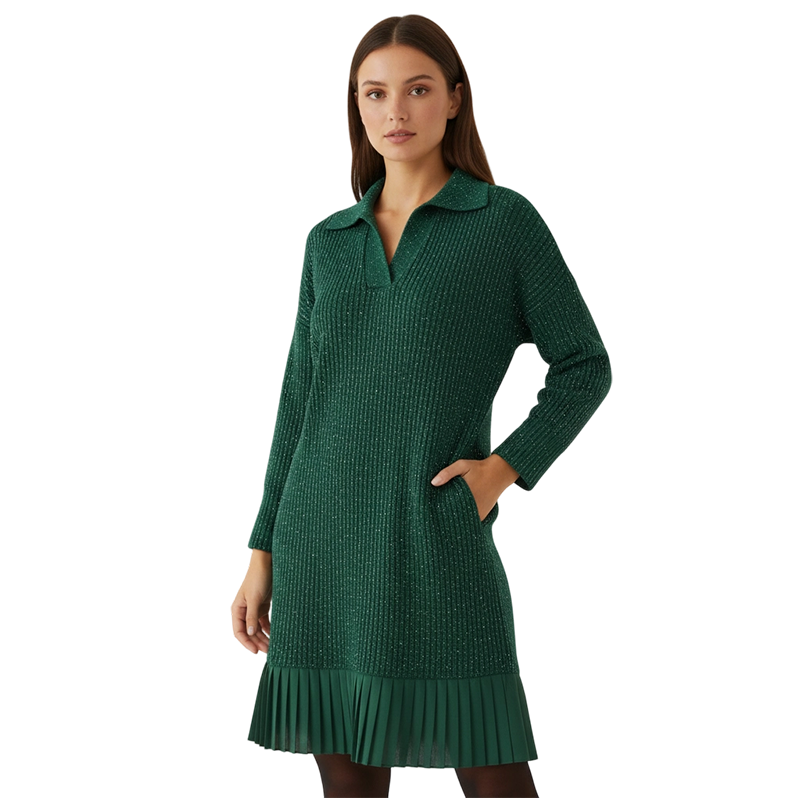 Kurz-A-Linien-Kleid mit funkelndem Revers für Damen