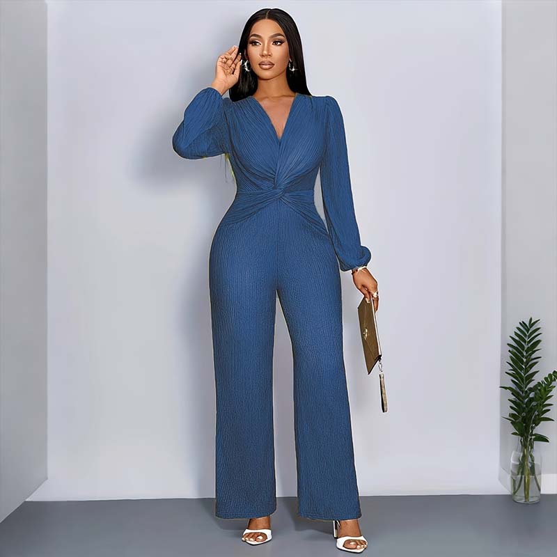 Damenmode Einfarbiger Jumpsuit mit weitem Bein