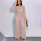 Damenmode Einfarbiger Jumpsuit mit weitem Bein