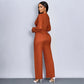 Damenmode Einfarbiger Jumpsuit mit weitem Bein