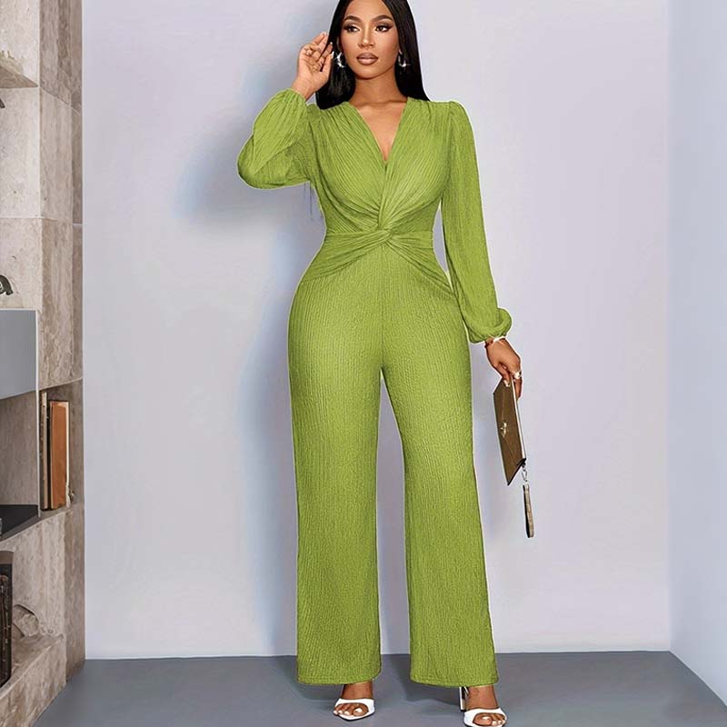Damenmode Einfarbiger Jumpsuit mit weitem Bein