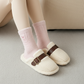 3 Paar Damen-Socken aus Plüsch-Nerz mit gestickter Schleife