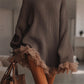 Strickkleid mit Rollkragen und Volantsaum