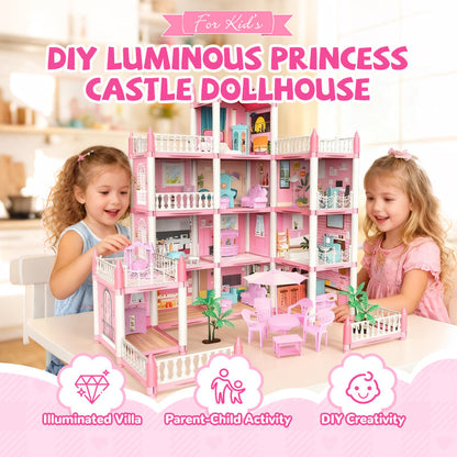 📢📢50% RABATT!!⏰DIY Leuchtendes Prinzessinnenschloss-Puppenhaus