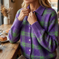 📢📢50%Rabatt!!!🎉✨Damen-Strickjacke mit Karomuster und Knopfleiste