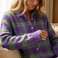 📢📢50%Rabatt!!!🎉✨Damen-Strickjacke mit Karomuster und Knopfleiste