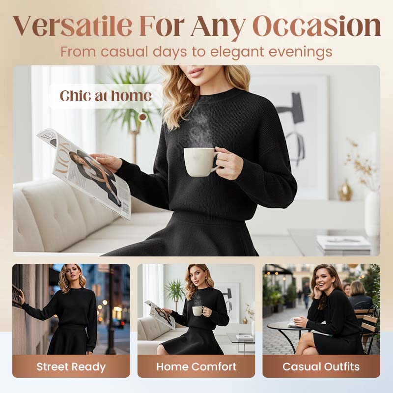 ✨✨Begrenzter Vorrat verfügbar, nicht verpassen!🌸Damen-Minikleid aus Strick mit Stehkragen und A-Linien-Schnitt👗