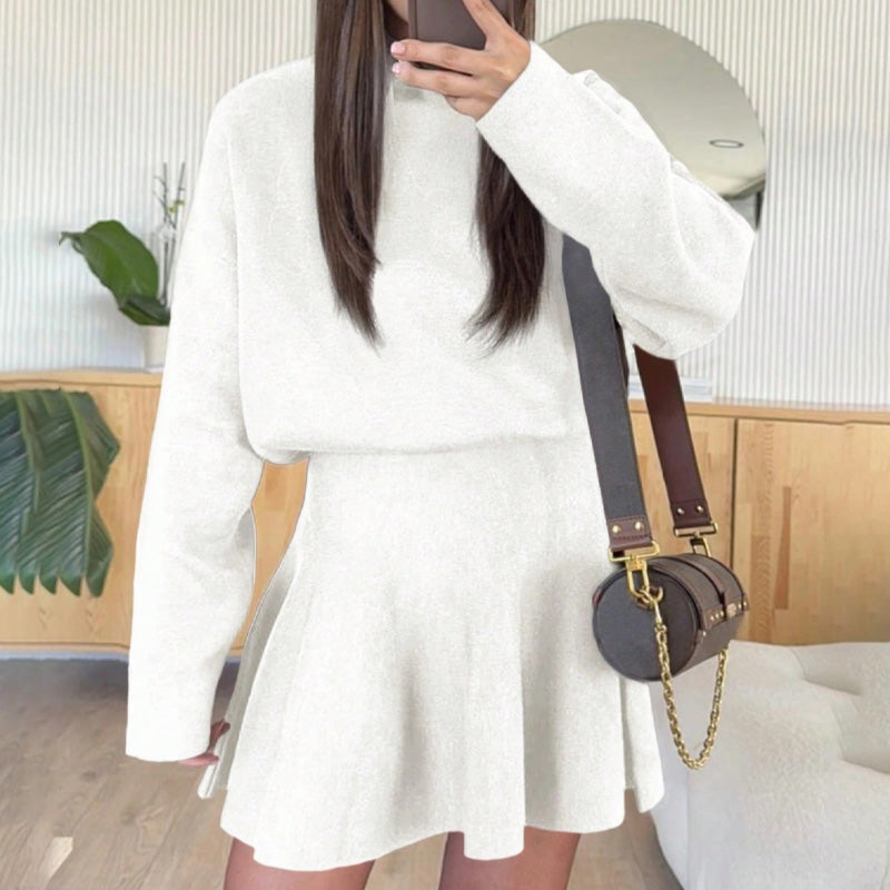 ✨✨Begrenzter Vorrat verfügbar, nicht verpassen!🌸Damen-Minikleid aus Strick mit Stehkragen und A-Linien-Schnitt👗