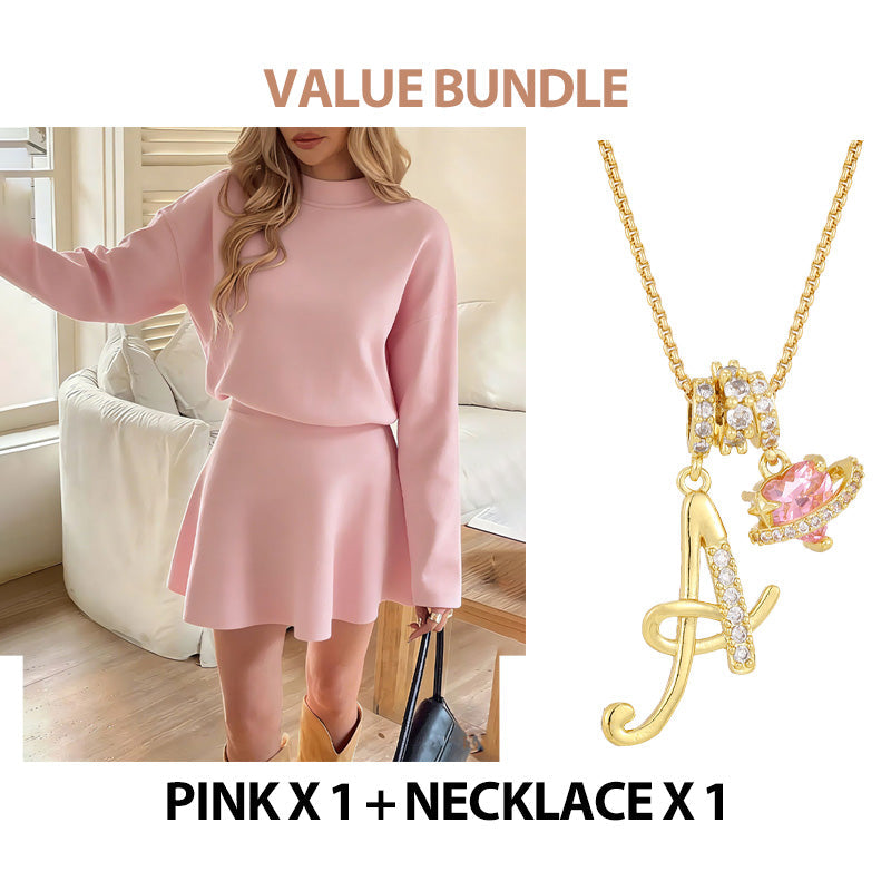 ✨✨Begrenzter Vorrat verfügbar, nicht verpassen!🌸Damen-Minikleid aus Strick mit Stehkragen und A-Linien-Schnitt👗