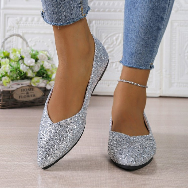 Damen-Ballerinas mit Glitzer und spitzer Zehenpartie