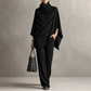 📢📢50%Rabatt!!!🎉✨Damen-Set: Cape-Oberteil mit Wasserfallkragen & Hose mit weitem Bein