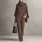 📢📢50%Rabatt!!!🎉✨Damen-Set: Cape-Oberteil mit Wasserfallkragen & Hose mit weitem Bein
