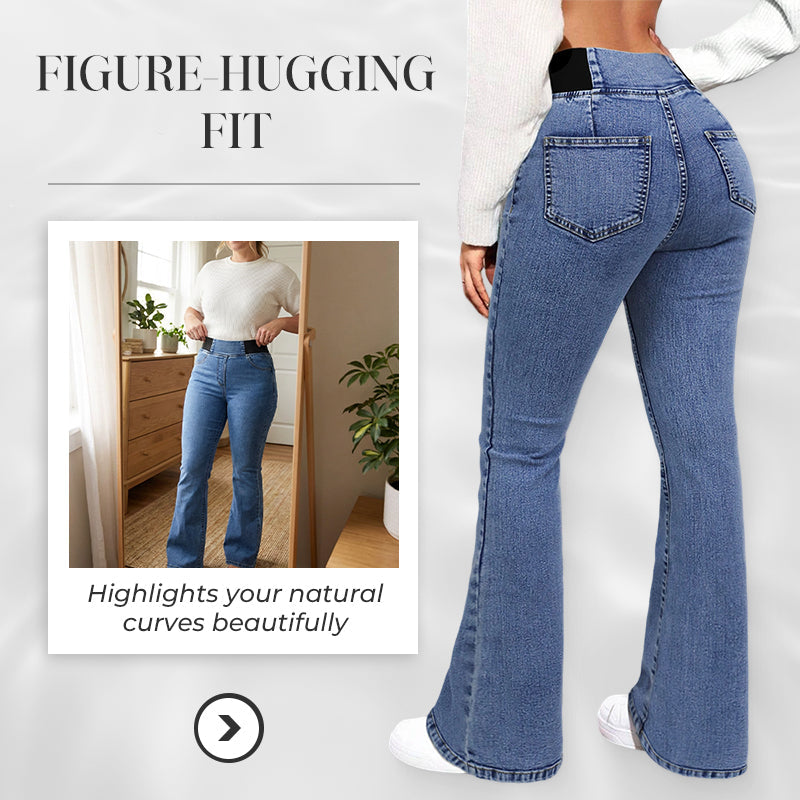 🔥Solange der Vorrat reicht 50 % Rabatt!🎉Damen High-Waist Schlagjeans aus Stretch-Denim