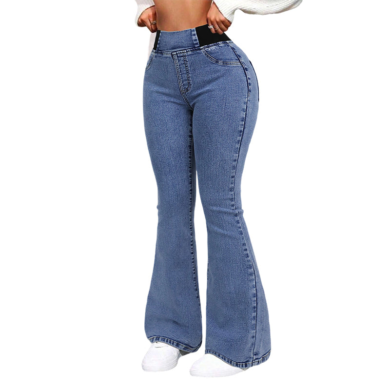 🔥Solange der Vorrat reicht 50 % Rabatt!🎉Damen High-Waist Schlagjeans aus Stretch-Denim