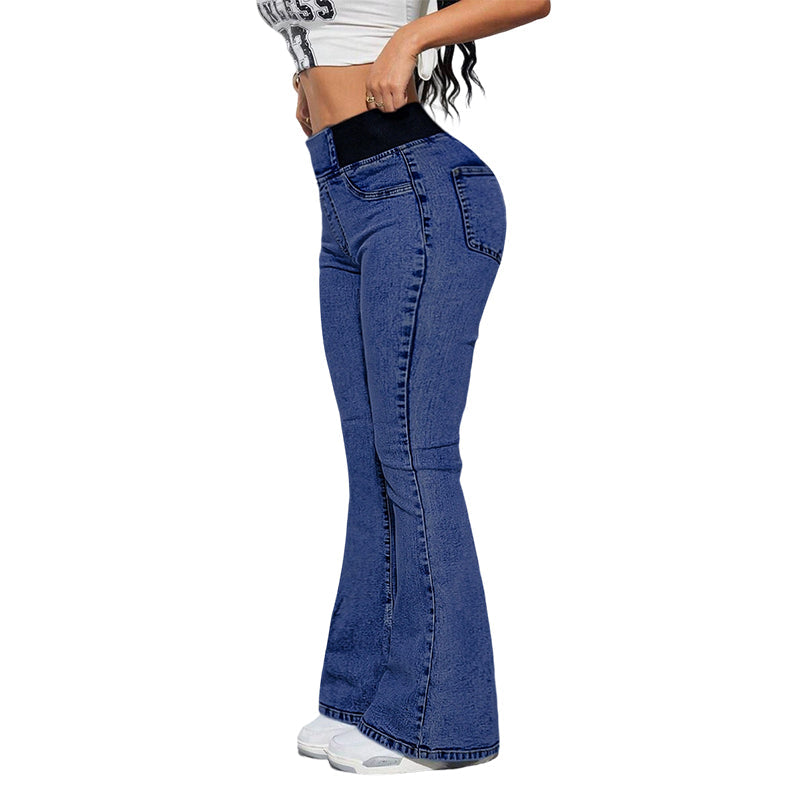 🔥Solange der Vorrat reicht 50 % Rabatt!🎉Damen High-Waist Schlagjeans aus Stretch-Denim