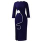 Elegantes, figurbetontes Kleid mit Rundhalsausschnitt und Rüschen