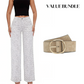 Damenjeans mit Leopardenmuster, hoher Taille und weitem Bein