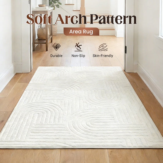 🛋️ HEISSER VERKAUF! ⚡ Weicher Teppich mit Bogenmuster – Ultraweich und flauschig, modernes Bogendesign, rutschfeste Unterseite, waschbar und ideal für Wohn- und Schlafzimmer ✨