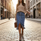 🔈JETZT 60 % RABATT👗Jeansrock mit hoher Taille und Knopfleiste