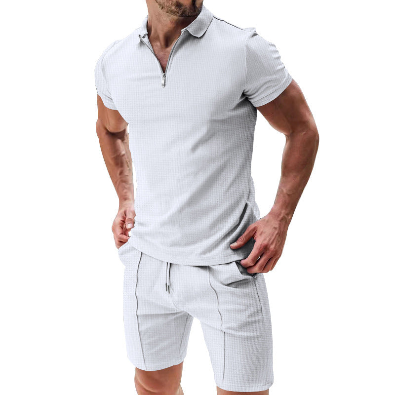🌊☀️ Sommerliche Freizeit Kombination aus Kurzarm-Hemd mit Reißverschluss und Shorts 👕🩳 atmungsaktiv, schnelltrocknend & ideal für Urlaub und Garten