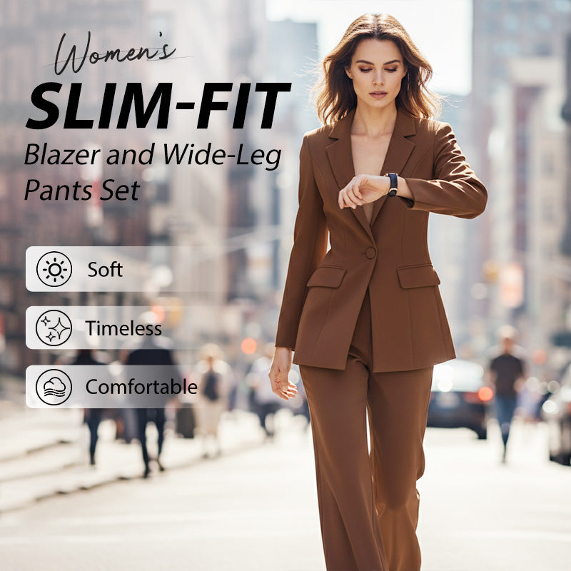 👔 60% RABATT! 👖 Elegantes Blazer- & Weitbein-Hosen-Set für Damen – Modischer Zweiteiler, Vielseitig & Perfekt für Büro/Freizeit ✨