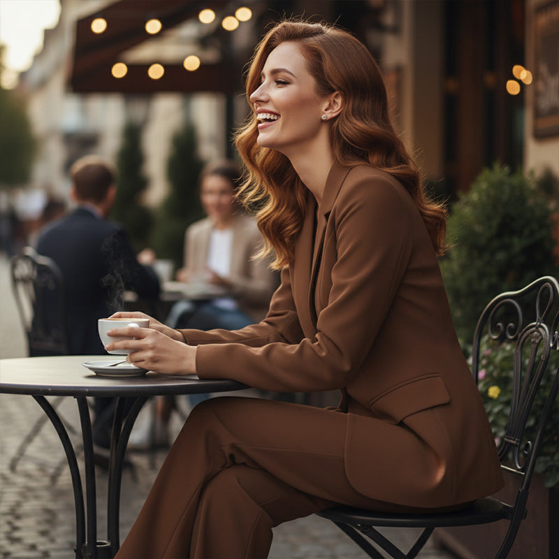 👔 60% RABATT! 👖 Elegantes Blazer- & Weitbein-Hosen-Set für Damen – Modischer Zweiteiler, Vielseitig & Perfekt für Büro/Freizeit ✨