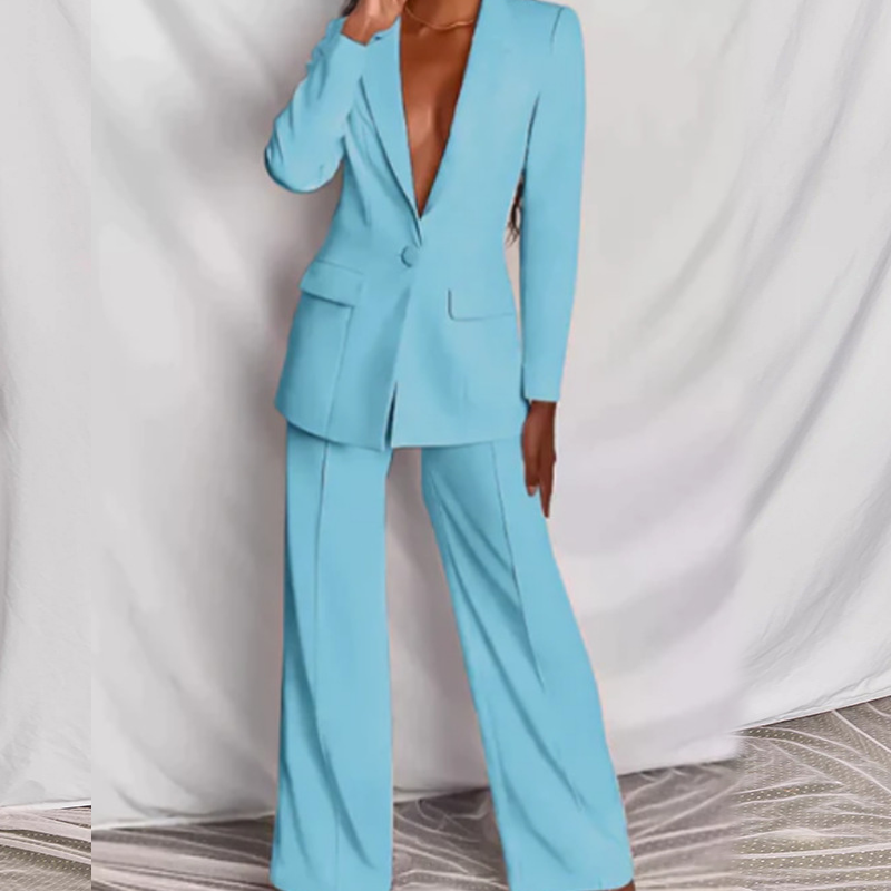 👔 60% RABATT! 👖 Elegantes Blazer- & Weitbein-Hosen-Set für Damen – Modischer Zweiteiler, Vielseitig & Perfekt für Büro/Freizeit ✨