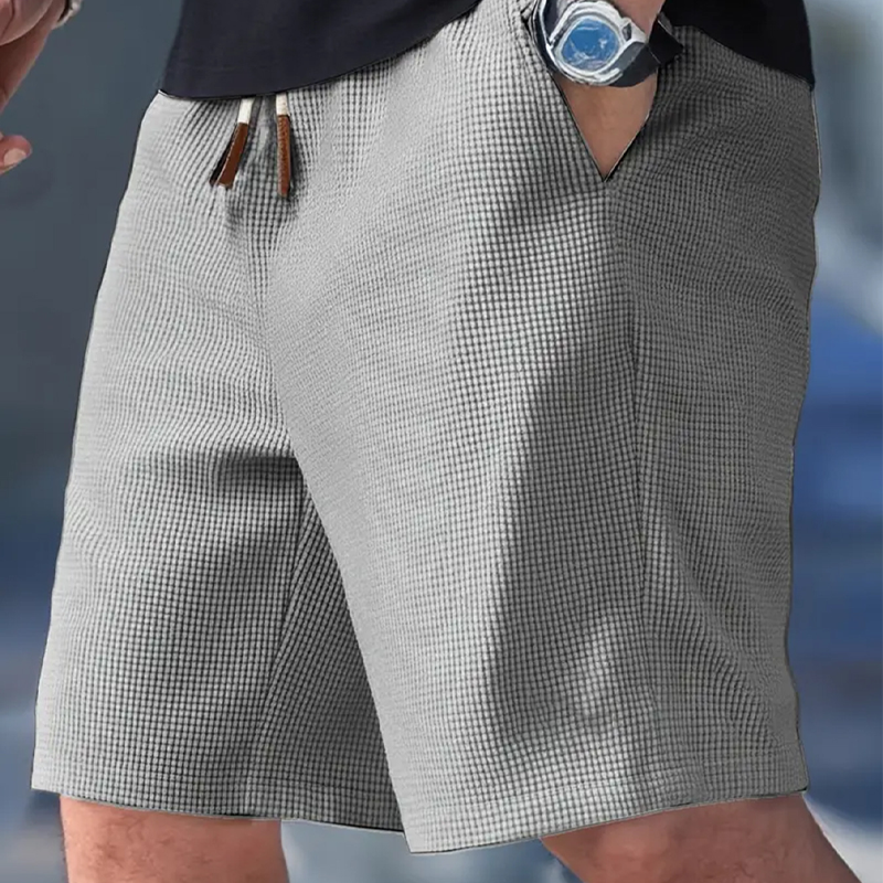 Lässige Herren-Shorts aus Waffelstrick mit Kordelzug