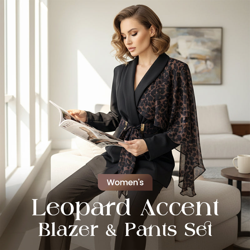 Damen-Set aus Blazer und Hose mit Leopardenmuster🔥Kostenloser Versand🔥