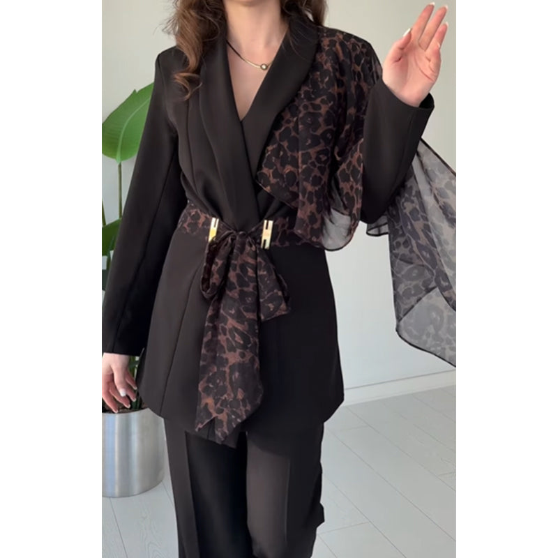 Damen-Set aus Blazer und Hose mit Leopardenmuster🔥Kostenloser Versand🔥