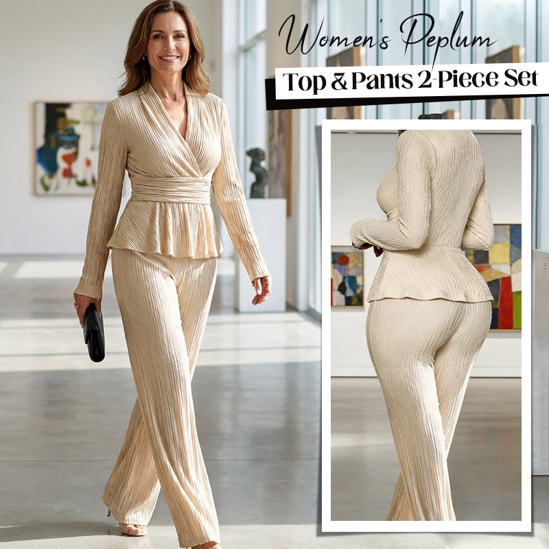 2-teiliges Set aus Peplum-Oberteil und Hose für Damen