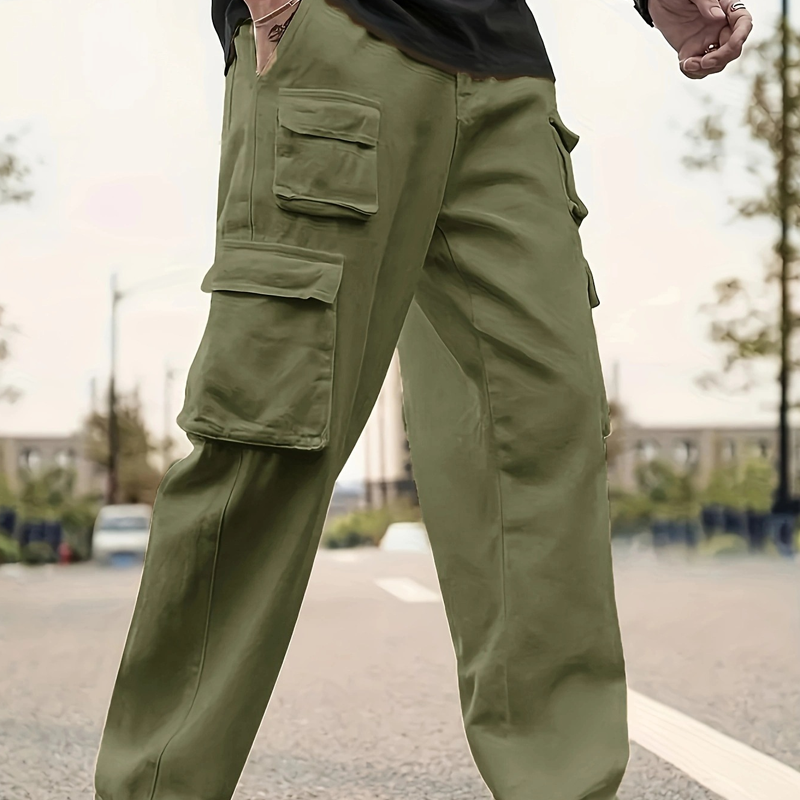 Herren Cargo-Hosen mit mehreren Taschen & Geradem Bein