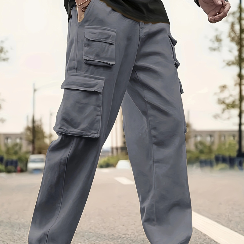 Herren Cargo-Hosen mit mehreren Taschen & Geradem Bein