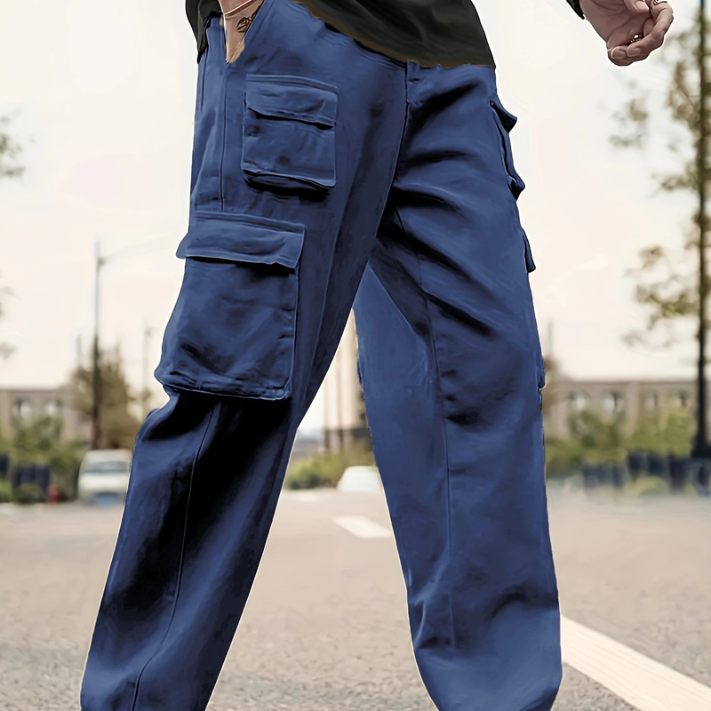 Herren Cargo-Hosen mit mehreren Taschen & Geradem Bein