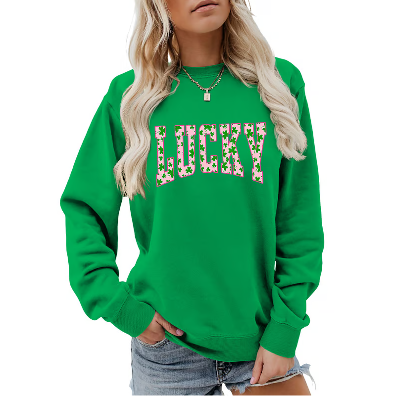 🍀 Must-have für den St. Patrick’s Day! Damen-Sweatshirt mit glücksbringendem Kleeblatt-Print