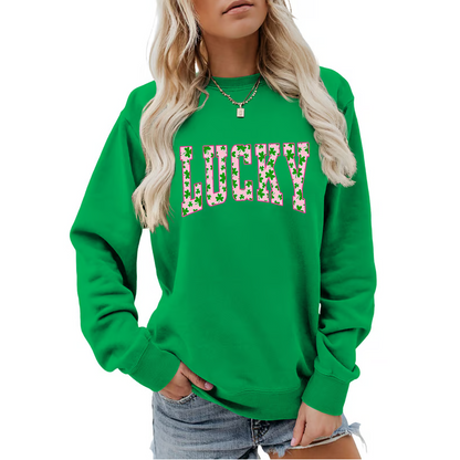 🍀 Must-have für den St. Patrick’s Day! Damen-Sweatshirt mit glücksbringendem Kleeblatt-Print