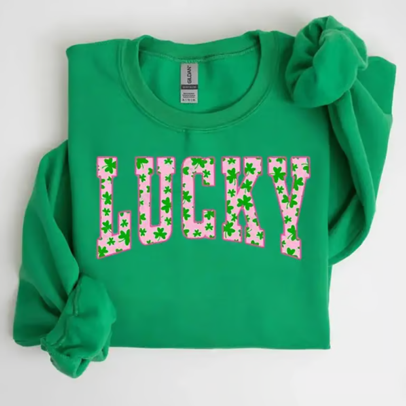 🍀 Must-have für den St. Patrick’s Day! Damen-Sweatshirt mit glücksbringendem Kleeblatt-Print