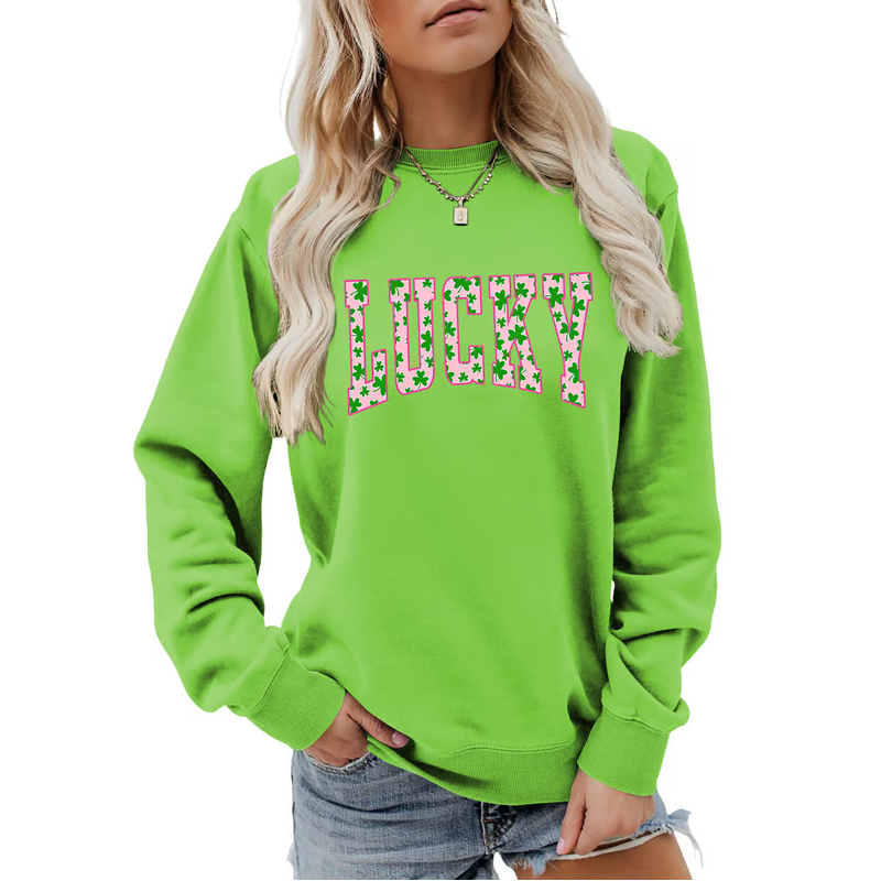 🍀 Must-have für den St. Patrick’s Day! Damen-Sweatshirt mit glücksbringendem Kleeblatt-Print